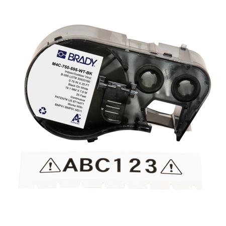 M4C-750-595-WT-BK Brady B-595 on Black on White Label, 19.05 mm Width