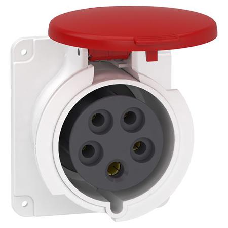 PKF32G435 Schneider Electric,  IP67 Grey Panel Mount 3P + N + E Industrial Power Socket, Rated At 125A, 415 V,With Phase