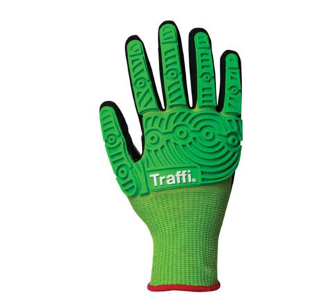 TG5545-06 Traffi Green Elastane, HPPE, Polyamide, Polyester, Steel Cut Resistant Cut Resistant Gloves, Size 6, Nitrile Coating