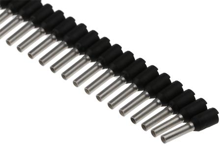 9004350000 Weidmuller Insulated Crimp Bootlace Ferrule, 8mm Pin Length, 1.7mm Pin Diameter, 1.5mm² Wire Size, Black