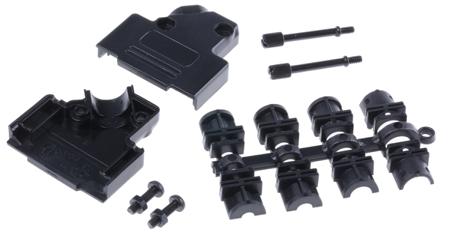 MHD45PPK15-K MH Connectors MHD45PPK Series ABS Angled D Sub Backshell, 15 Way, Strain Relief