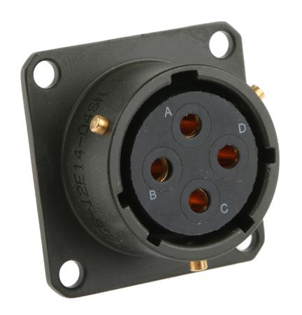 62GB-12E14-04SN Amphenol Limited, 62GB 4 Way Box Mount MIL Spec Circular Connector ReceptacleOlive, Socket Contacts,Shell Size 14,