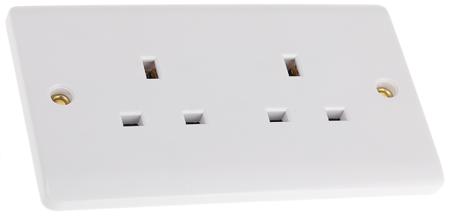 775-8071 RS Pro White 2 Gang Urea Formaldehyde Unswitched Electrical Socket, Type G - British, 13A, Flush Mount, IP20, 0 Poles