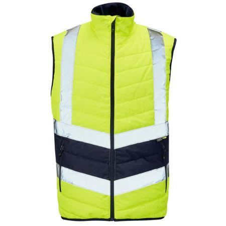SHV-10243 Supertouch SHV Navy, Yellow Hi-Vis Unisex Bodywarmer, L