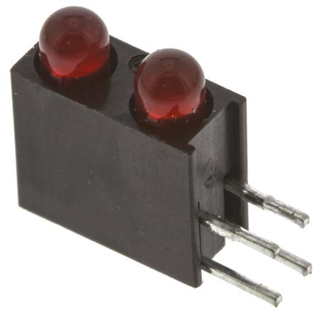 553-0111F Dialight , Red Right Angle PCB LED Indicator, 2 LEDs, Through Hole 3 V