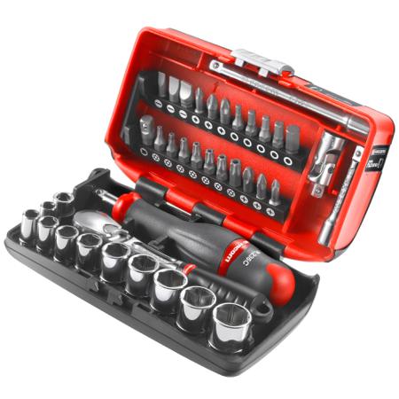 RL-NANO1PB Facom RL.NANO1PB 38 Piece Socket Set, 1/4 in Square Drive