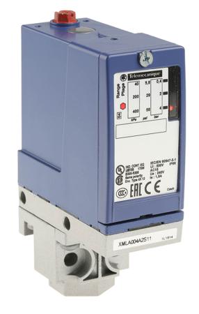 XMLA004A2S11 Telemecanique Sensors Pressure Sensor, 0.4bar Min, 4bar Max, Relay Output, Differential Reading