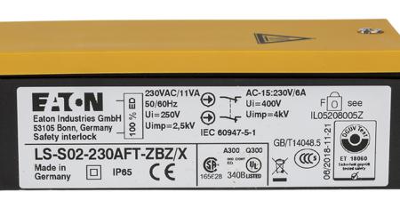 106821-LS-S02-230AFT-ZBZ-X Eaton LS ZBZ/X Safety Interlock Switch, 2NC, Spring Lock