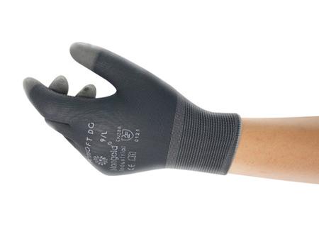 C363060 Ansell Picosoft DG Black, Grey Polyamide Extra Grip Work Gloves, Size 6, Polyurethane Coating