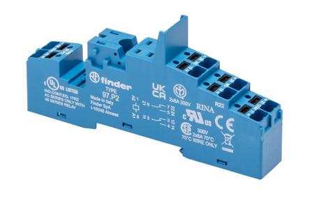 97-P2SPA Finder 97.P2SPA, Relay Socket, DIN Rail for use with 46.52 Relay