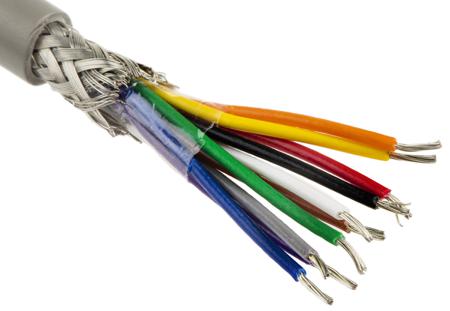 B953103-GE321 Alpha Wire 10 Core Industrial Cable 0.23 mm² CSA, Screened Grey PVC Sheath, 50m Reel