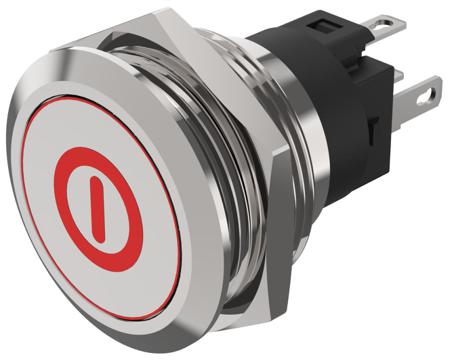 82-6151.2A14.B001 EAO 82 Series Illuminated Illuminated Push Button Switch, Latching, Panel Mount, 22.3mm Cutout, SPDT, Red LED, 240V,