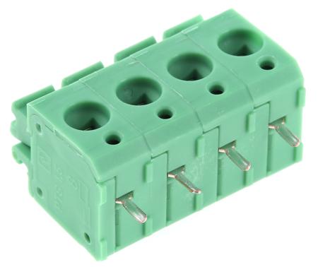 1792889 Phoenix Contact PTS 1.5/4-5.0-H Series PCB Terminal Block, 4-Contact, 5mm Pitch, Through Hole Mount, 1-Row, Spring Cage