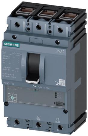 3VA2163-6HK36-0AA0 Siemens, SENTRON MCCB 3P 63A, Breaking Capacity 2.5 kA, Fixed Mount