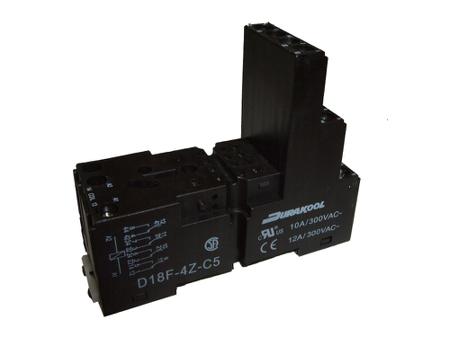 D18F-4Z-C5 Durakool D14F 14 Pin 250V ac DIN Rail Relay Socket, for use with DX4, DXN Relays