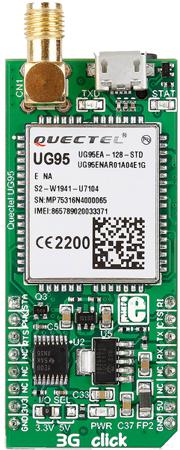 MIKROE-2296 MikroElektronika 3G-AA Click (for USA) Quectel UG95 Mobile Communication (Cellular) mikroBus Click Board for 3G