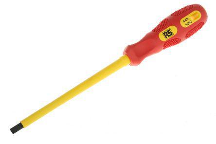 449-9369 RS Pro 150 mm Chrome Vanadium Steel Insulated Screwdriver, Flat 6.5 mm Tip, Bi-material