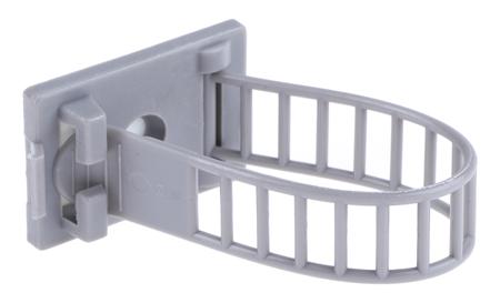 404-449 RS Pro Cable Clip Grey Self Adhesive Nylon Adjustable Clamp, 22mm Max. Bundle