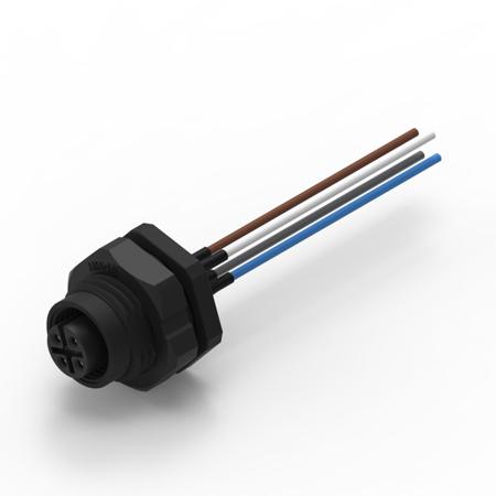 643421100404 Industrial Circular Connectors, 4 Contacts, Panel Mount, M12 Connector, Socket, Female, IP68, WR-CIRC Series