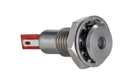 DX0505/RD/12 Bulgin DX Series Red Panel Mount Indicator, 12V dc, 12.2mm Mounting Hole Size, Solder Tab Termination, IP67