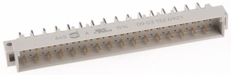 09031326921 HARTING 09 03 32 Way 2.54mm Pitch, Type C Class C2, 3 Row, Right Angle DIN 41612 Connector, Plug