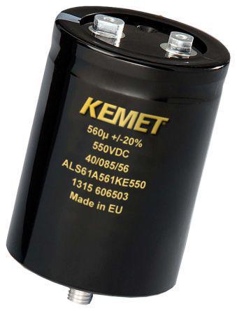 ALS61A272NM550 KEMET Aluminium Electrolytic Capacitor 2700μF 550V dc 77mm Can - Screw Terminals, Radial ALS60 Series