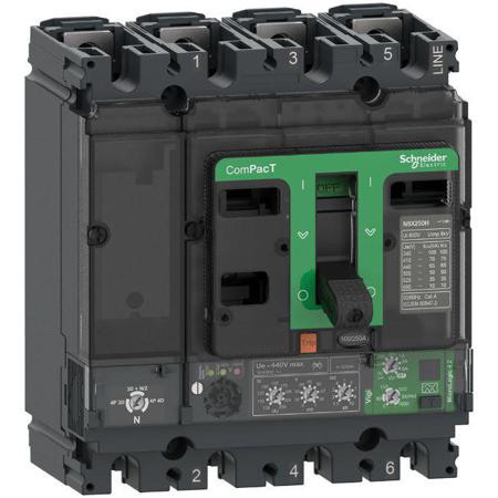 C25H44V100 Schneider Electric, ComPacT MCCB 4P 100A, Fixed Mount