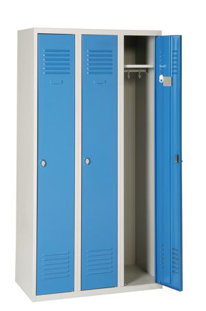 CVP313DSP 3 Door Vented Metal Blue, Light Grey Locker, 1800 mm x 900 mm x 500mm