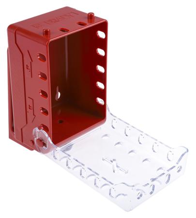 COMPACT-LOCK-BOX-6-RED-KEYED-DIFF-LOCKS Brady Lockout Station