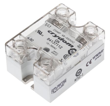 84137112 Sensata Crydom GN Series Solid State Relay, 10 A rms Load, Panel Mount, 660 V ac Load, 36 V ac Control
