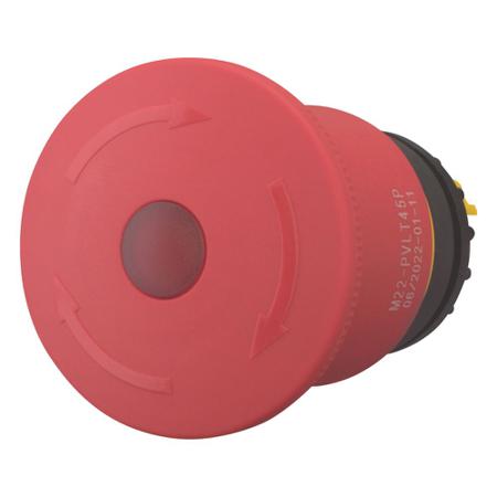 121460 M22-PVLT45P Eaton RMQ Titan M22 Series Turn to Release Illuminated Emergency Stop Push Button, 22mm Cutout, IP67