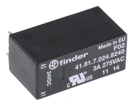 41-81-7-024-8240 Finder 3 A SPNO Solid State Relay, Zero Crossing, PCB Mount, 240 V ac Maximum Load