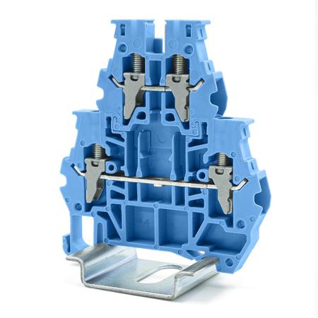262-4373 RS PRO Blue Feed Through Terminal Block, 4mm², 2-Level, Clamp Termination