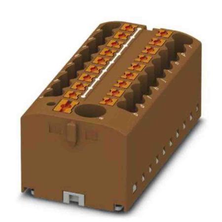 3273384 Phoenix Contact Distribution Block, 19 Way, 4mm², 24A, 450 V, Brown