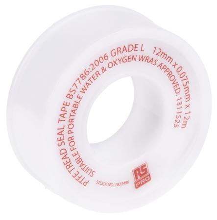 183-3490 RS PRO White PTFE Tape 12mm x 12m
