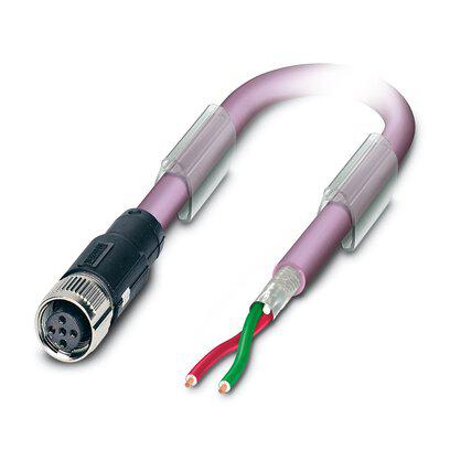 1518067 Phoenix Contact SAC Bus Cable, 2 Cores, 0.25 mm² 24 AWG, Screened, 2 m Polyurethane Sheath
