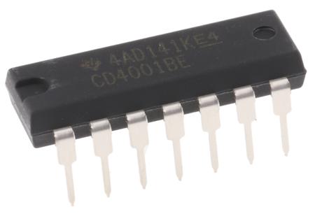 CD4001BE Texas Instruments , Quad 2-Input NOR Logic Gate, 14-Pin PDIP