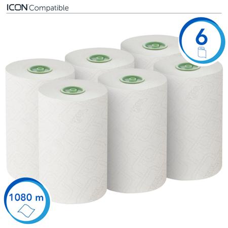 6639 Kimberly Clark Scott Essential Slimroll Rolled White Paper Towel, 180 x 19.1mm, 2-Ply