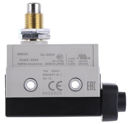 D4MC-5000 IP67 Snap Action Limit Switch Plunger, NO/NC, 480V