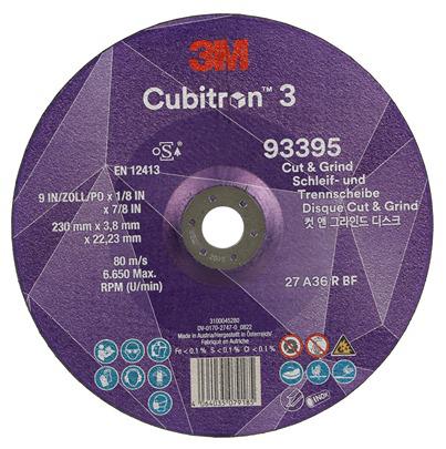 7100305446 3M 93395 Ceramic Cutting Disc, 230mm x 3.8mm Thick, 36+ Grade, 10 in pack