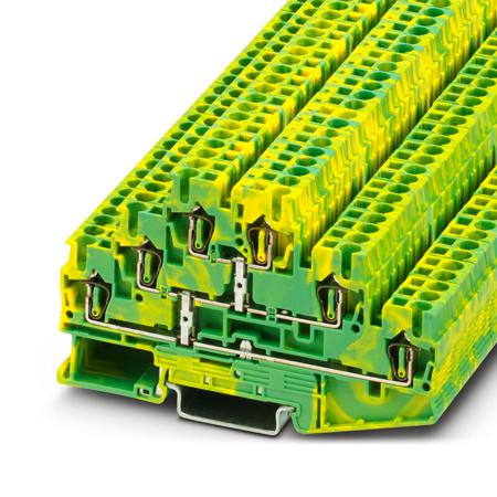 3036071 Phoenix Contact  ST 2.5-3PE Series Green/Yellow, Triple-Level, Spring Clamp Termination