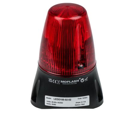 LEDD100-02-02 LED, Flashing Beacon LEDD100 Series, Red, Surface Mount, Wall Mount, 20 → 30 V ac/dc