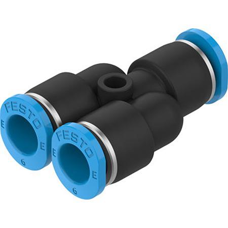 NPQE-Y-Q6-E-F1A-P10 Festo NPQE-Y Series Y Fitting, Push In 6 mm to Push In 6 mm, Tube-to-Tube Connection Style,