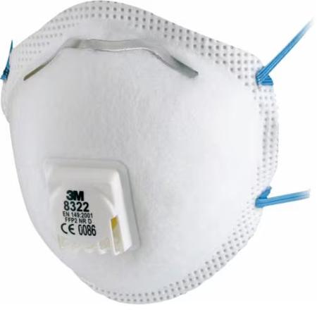 3M-8322 3M 8300 Disposable Face Mask, FFP2 NR D, Valved, Dust/Mist Respirator