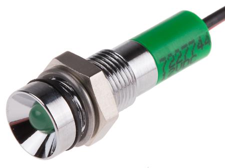 722-7744 RS Pro Green Indicator, 12 V dc, 3 mm Lamp Size, 6mm Mounting Hole Size, IP67