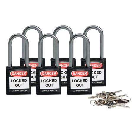 814125 Brady LOTO-9 Padlock Aluminium, Nylon Safety Padlock, 4.72mm Shackle, 32.00mm Body