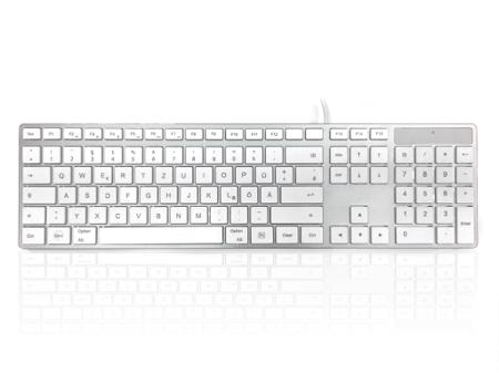 KYBAC301-UCMACGR Ceratech  Wired USB Multimedia Keyboard, QWERTZ (German), Silver, White