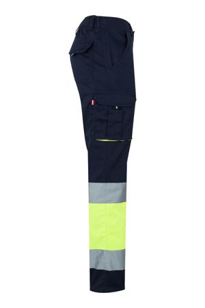 303002S_61-20_S Velilla 303002S Fluorescent Yellow-Navy Blue High Visibility Hi Vis Trousers, 84cm Waist Size