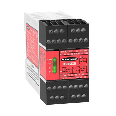 SM-GA-5A Banner  Series Safety Controller, 1 Safety Inputs, 4 Safety Outputs, 12 to24 V dc