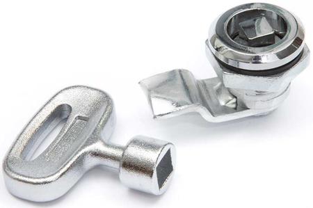 188-875 RS PRO Silver Zinc Plated Steel Camlock, 14mm Panel-to-Tongue, 22 x 14mm Cutout, Key Unlock